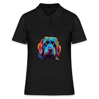 Wasserfarben Farbenfroher Griffon Korthals - Frauen Polo Shirt - Schwarz - Vorne - Ailine (174cm)