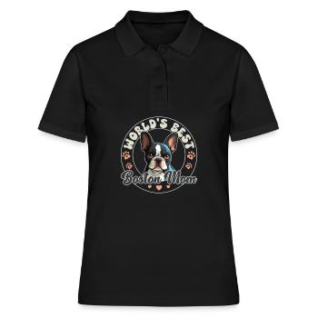 Boston Terrier Groovy Boston Mom - Frauen Polo Shirt - Schwarz - Vorne - Ailine (174cm)