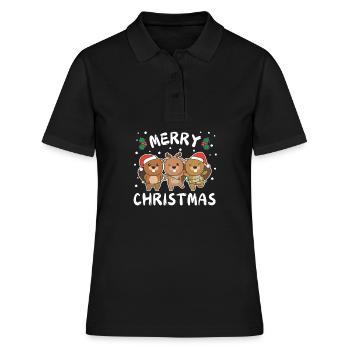 Merry Christmas süßer Biber Weihnachtliches Bibern - Frauen Polo Shirt - Schwarz - Vorne - Ailine (174cm)