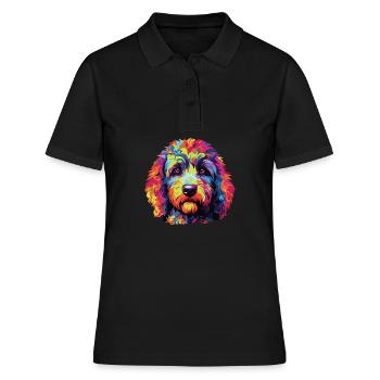 Wasserfarben Farbenfroher Labradoodle - Frauen Polo Shirt - Schwarz - Vorne - Ailine (174cm)