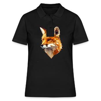 Polygon-Fuchs in warmen Tönen – Tierkunst - Frauen Polo Shirt - Schwarz - Vorne - Ailine (174cm)