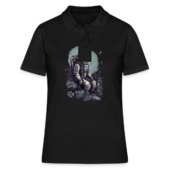 Astronaute avec des plantes sur des mondes extraterrestres - Polo Femme - noir - Devant - Ailine (174cm)