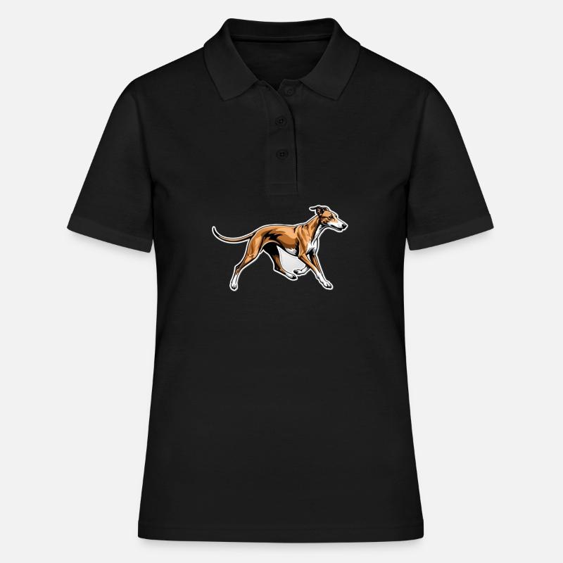 Dynamic Greyhound Running Illustration - Women's Polo Shirt - black