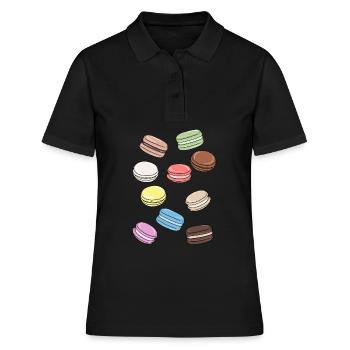 Bunte Macarons süße Versuchung - Frauen Polo Shirt - Schwarz - Vorne - Ailine (174cm)