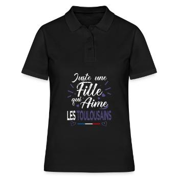 Toulouse football une fille aime les toulousains - Polo Femme - noir - Devant - Ailine (174cm)