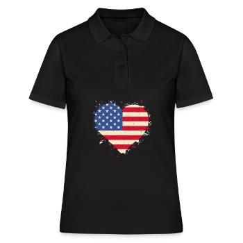 Veteran Herz USA - Frauen Polo Shirt - Schwarz - Vorne - Ailine (174cm)