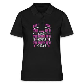 Art-Thérapeute, Dessin Graphique, Design d’Art - Polo Femme - noir - Devant - Ailine (174cm)