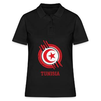 tunesien Runder Schild Landesfarben - Frauen Polo Shirt - Schwarz - Vorne - Ailine (174cm)
