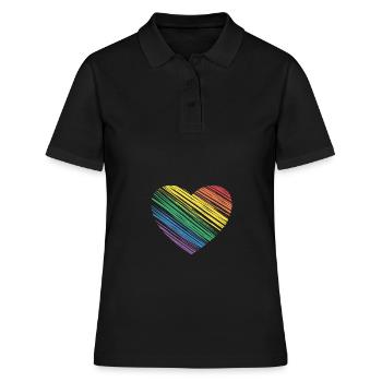 Coeur, Arc-en-ciel, Pride - Polo Femme - noir - Devant - Ailine (174cm)