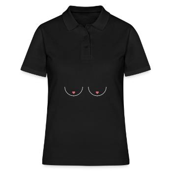 Nipple Chest Boobs Déclaration Drôle d’idée de cadeau - Polo Femme - noir - Devant - Ailine (174cm)