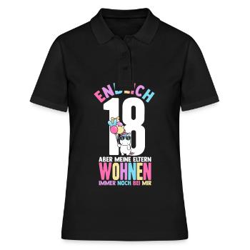 Endlich 18 Aber Meine Eltern Wohnen Immer Noch Bei - Frauen Polo Shirt - Schwarz - Vorne - Ailine (174cm)
