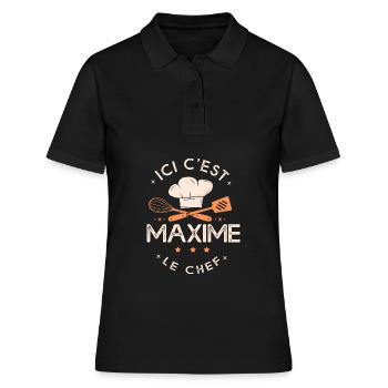 Maxime Chef Ici c est maximei le chef cuisinier - Polo Femme - noir - Devant - Ailine (174cm)