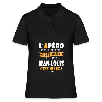 Jean-louis cadeau Humour cadeau jean louis - Polo Femme - noir - Devant - Ailine (174cm)