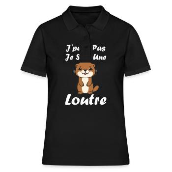 Humour petite loutre - Polo Femme - noir - Devant - Ailine (174cm)