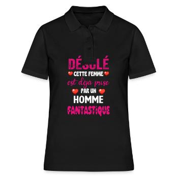Tut mir leid, diese Frau ist schon von einem Mann genommen - Frauen Polo Shirt - Schwarz - Vorne - Ailine (174cm)
