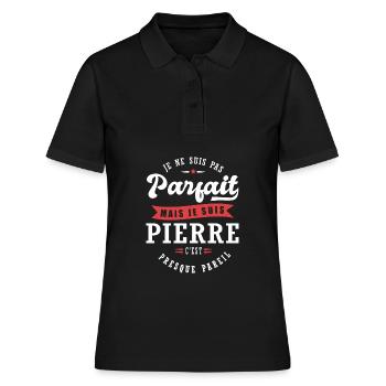 Pierre Parfait Cadeau prenom pierre - Polo Femme - noir - Devant - Ailine (174cm)
