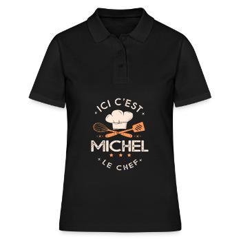 Michel Chef Ici c est michel le chef cuisinier - Polo Femme - noir - Devant - Ailine (174cm)