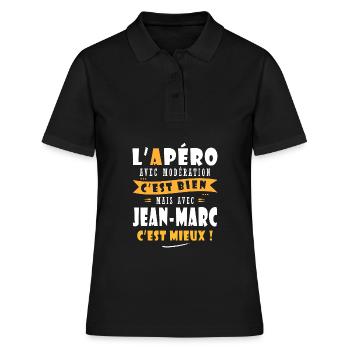 Jean-Marc Apero Humour personnalisé jean marc - Polo Femme - noir - Devant - Ailine (174cm)
