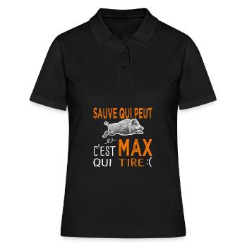 c'est Max qui tire Humour Maxime Maximilien Chasse - Polo Femme - noir - Devant - Ailine (174cm)