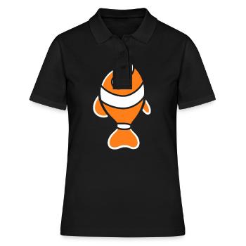 Humour petit poisson clown - Polo Femme - noir - Devant - Ailine (174cm)