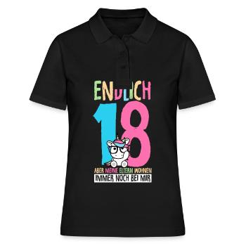 Endlich 18 Aber Meine Eltern Wohnen Immer Noch Bei - Frauen Polo Shirt - Schwarz - Vorne - Ailine (174cm)