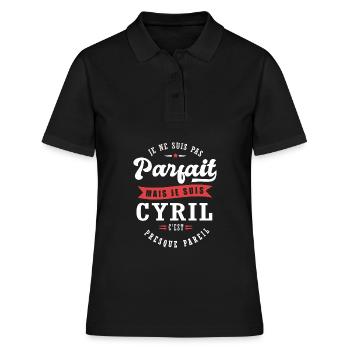 Cyril Parfait Cadeau prenom cyril - Polo Femme - noir - Devant - Ailine (174cm)