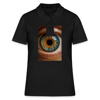 Feurige blaue Iris Nahaufnahme - Frauen Polo Shirt - Schwarz - Vorne - Ailine (174cm)