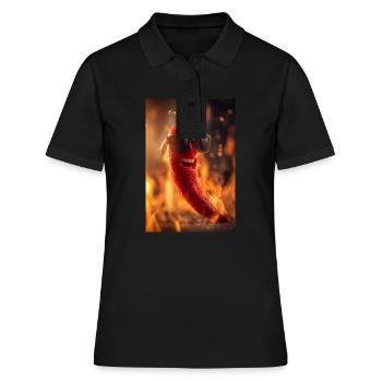 Mr. Chili bringt die Hitze - Frauen Polo Shirt - Schwarz - Vorne - Ailine (174cm)