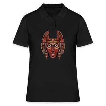 Masque aztèque inca astucieusement coloré - Polo Femme - noir - Devant - Ailine (174cm)