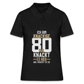 80. GEBURTSTAG 1946 KNACKIGE 80 - Frauen Polo Shirt - Schwarz - Vorne - Ailine (174cm)