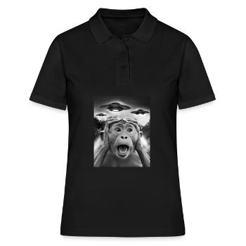 Drôle Singe Graphique OVNI Bizarre - Polo Femme - noir - Devant - Ailine (174cm)