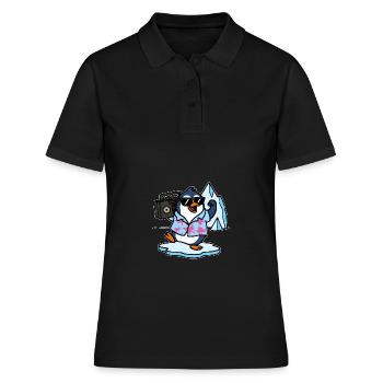 Bande dessinée Pingouin cool - Polo Femme - noir - Devant - Ailine (174cm)