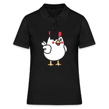 Huhn - Frauen Polo Shirt - Schwarz - Vorne - Ailine (174cm)