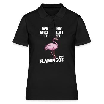 Wenn Ihr mich sucht bin ich bei den Flamingos - Frauen Polo Shirt - Schwarz - Vorne - Ailine (174cm)