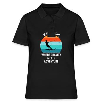 Ski nautique, ski nautique, skieurs nautiques - Polo Femme - noir - Devant - Ailine (174cm)