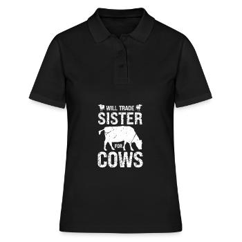 Échanger sa sœur contre des vaches - Polo Femme - noir - Devant - Ailine (174cm)