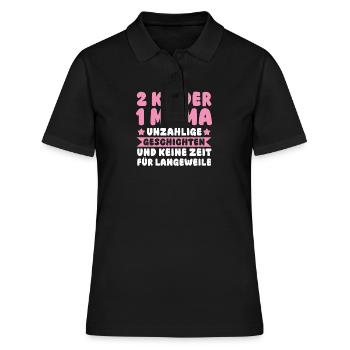 Mom of 2 children - Women's Polo Shirt - black - Front - Ailine (174cm)