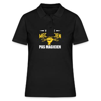 Y'a écrit mécanicien pas magicien - Polo Femme - noir - Devant - Ailine (174cm)