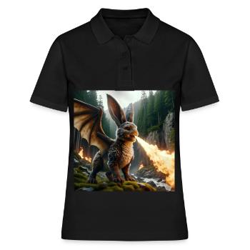 Dragon lapin cracheur de feu #13 - Polo Femme - noir - Devant - Ailine (174cm)