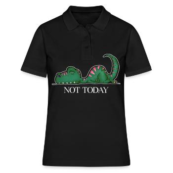 Dino TRex Dinosaur Tired No Buck Lazy Gift - Women's Polo Shirt - black - Front - Ailine (174cm)