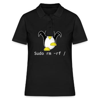 Tux Linux Pinguin Sudo Rm Rf | Computerfreak Hacke - Frauen Polo Shirt - Schwarz - Vorne - Ailine (174cm)