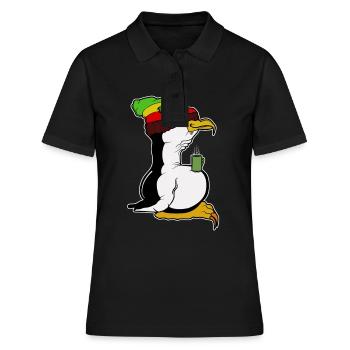 Tux Linux Pingouin Pingouin pause café maniaque Rasta - Polo Femme - noir - Devant - Ailine (174cm)