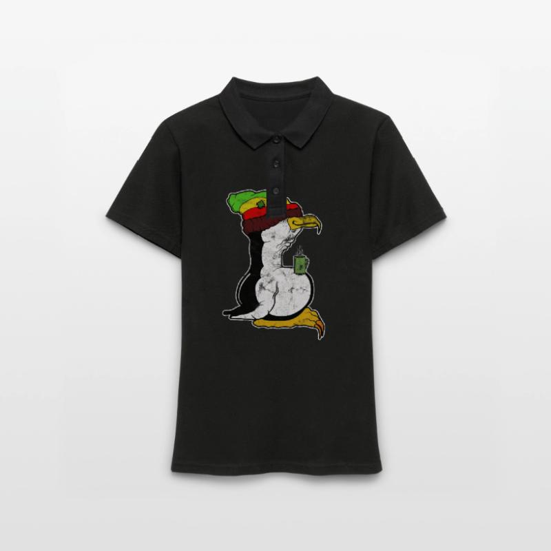 Tux Linux Penguin Coffee Break Computer Nerd Retro Women's Polo Shirt