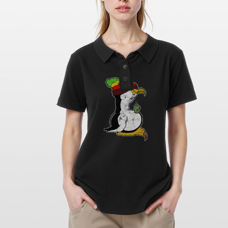 Tux Linux Penguin Coffee Break Computer Nerd Retro Women's Polo Shirt