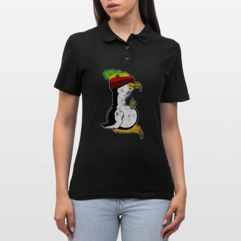 Tux Linux Penguin Coffee Break Computer Nerd Retro Women's Polo Shirt