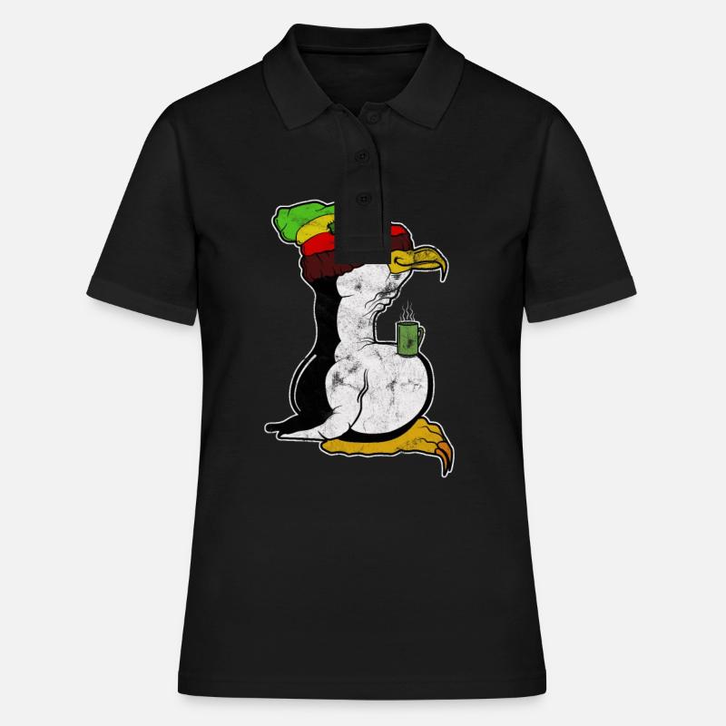 Tux Linux Penguin Coffee Break Ordinateur Nerd Rétro - Polo Femme - noir
