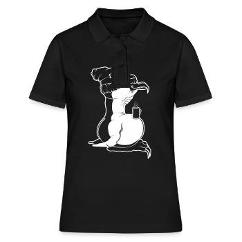 Tux Linux Penguin Coffee Break Computer Freak Nerd - Women's Polo Shirt - black - Front - Ailine (174cm)