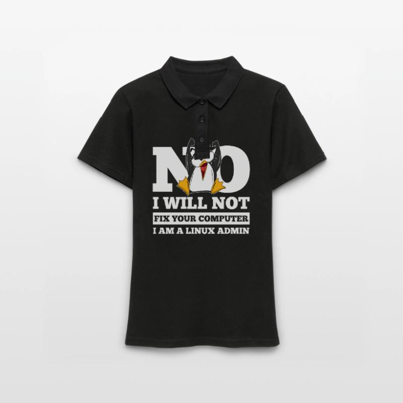 Correction de l'ordinateur Linux SysAdmin Hacker Coder Penguin Polo Femme