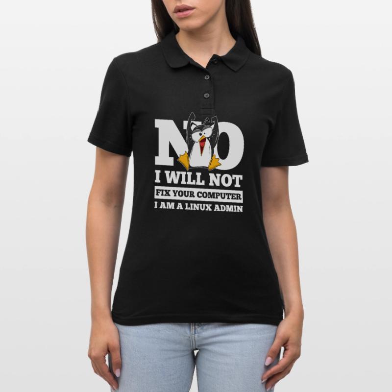 Correction de l'ordinateur Linux SysAdmin Hacker Coder Penguin Polo Femme