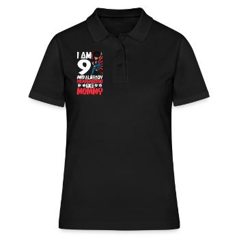 Ich bin 9 - Jungen Rocker - Frauen Polo Shirt - Schwarz - Vorne - Ailine (174cm)